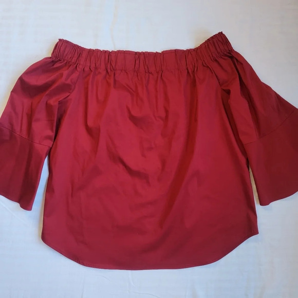 NWT Express Off the Shoulder top burgandy dark red bell sleeves S - Picture 1 of 8